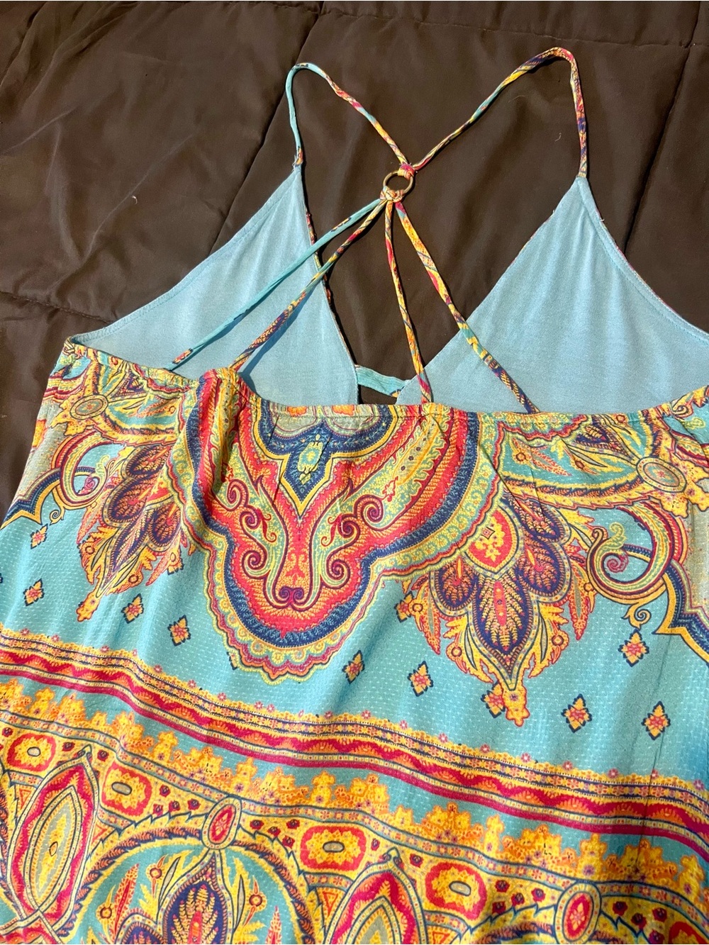 Hale Bob Turquoise Paisley-Print Spaghetti-Strap Maxi Dress - Picture 5 of 8